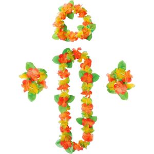 Ensemble De Colliers De Fleurs Hawaïennes, Guirlande De Fleurs Hawaïennes Colorées Avec Collier, Bandeau Et Bracelet, Décoration De Fête Hawaïenne, Accessoire De Tropical Plage Enf[APP8809644] - Neuf