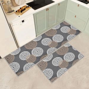 Tianyi-Lot De 2 Tapis De Cuisine Antidérapants Et Lavables, Anti-Fatigue Pour Décoration De Maison, Bureau, Bureau Debout (L, 43x75+43x150cm) - Neuf