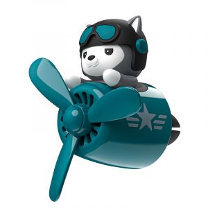 D&eacute;coration de sortie d'air de voiture en forme de conducteur de husky de dessin anim&eacute; vert - Neuf