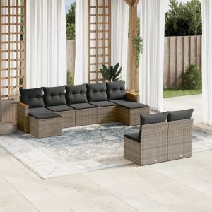 Prolenta Premium - Salon De Jardin 9 Pcs Avec Coussins Gris R&eacute;sine Tress&eacute;e - Neuf