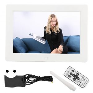 Cadre photo numerique HD 8 pouces, ecran LED, horloge, calendrier, 100-240 V, H803, blanc, prise UE - Neuf