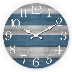 ChenQuanSarl-Horloge Murale 40 Cm - Horloge Murale Rustique - Grain De Bois Bleu Et Gris - Silencieuse - Sans Tic-Tac - Fonctionne Avec Piles - Design Vintage - D&eacute;coration Pour Cuisine, Salon, Chambr - Neuf