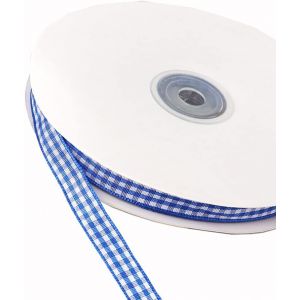 KAL-Ruban À Carreaux - 45 M - Pour Noël, Mariage, Saint-Valentin, Baptême, Anniversaire, Fête, Emballage Cadeau, 6 Mm - Bleu Roi - Neuf