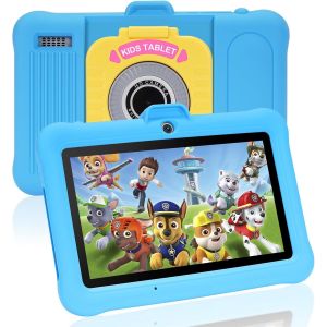 ChenQuanSarl-Tablette Enfants 7 Pouces Android, Ram 8 (3+5) Go, Rom 64 Go (Tf 128 Go), Gms Certified, Apps Pré-Installé, Éducative, Contrôle Parental, Wifi, Kid-Proof Étui Avec Support Réglable (Blue - Neuf