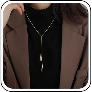 Kales-Collier Long Triangle Vintage Collier Long Chaîne Tassel Y Collier Lariat Collier Long Chaîne Pull Collier Triangle Creux Pour Femmes - Neuf