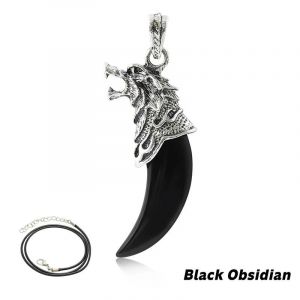 Goth Multicouche Vintage Dent De Loup Pendentif Collier Femmes Mode Bijoux Colliers Avec Corde &iquest; Phim&iquest;&iquest;&iquest; &iquest;&iquest;--Black Obsidian - Neuf