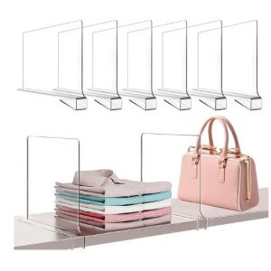 6 Pi&egrave;ces S&eacute;parateurs D'&Eacute;tag&egrave;re En Acrylique Transparent, 30 X 20 Cm Organiseurs De V&ecirc;tements R&eacute;glables, Separateur Etagere Pour Chambre &Agrave; Coucher, Armoire, Cuisine, Biblioth&egrave;ques - Neuf