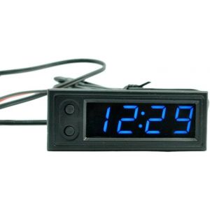 Thermomètre numérique 3 en 1 LCD avec voltmètre Bleu - Neuf