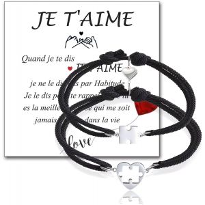 Kal-Cadeau Saint Valentin Bracelet Couple Anmoureux Pour 2, Cadeau Mariage Couple Bijoux Anniversaire Amour Noël - Neuf