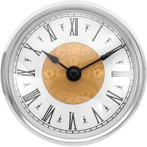 Fchhk-3.1"" 80mm Insert De Montre En Quartz, Mouvement En Quartz Rond Miniature Horloge Mini Horloge À Chiffres Romains Pour Trou De 75mm/3"" De Diamètre, Ton Argent/Ton Or, Style 15 - Neuf