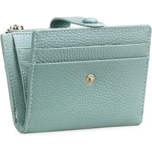 Small Leather Wallet for Women RFID Protection Credit Card Holder Zipper Coin Compartment B White Brown, A01 Hellgr&uuml;n, Modern - Neuf