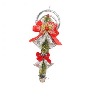 No&euml;l ornement pendentif avec cloche rouge pour porte d&eacute;cor - Neuf