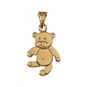 Pendentif - Bijoux Enfant - Petit Ourson - Plaqu&eacute; Or 18 Carats - 3 Microns - 1,6 Cm X 1,2 Cm - Neuf