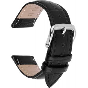 Kal-Bracelet De Montre En Cuir, Bracelet De Remplacement En Cuir De Veau, Bracelet &Agrave; Boucle En Acier Inoxydable Pour Hommes Et Femmes - Neuf