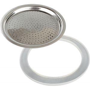 KAL-Filtre De Rechange Pour Machine À Espresso Acier Inoxydable 2, 4, 6, 9 Tasses -Pièce Détachée -Filtre Avec Tamis Réducteur + Joint (4 Tasses (200Ml)) - Neuf