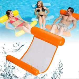Lit De Natation Gonflable,Hamac D'eau 4 En 1,Chaise Longue,Salon De Piscine,Matelas Pneumatique,Piscine,Hamac Gonflable De Piscine,Hamac Gonflable (Orange Volume_Upc - Neuf