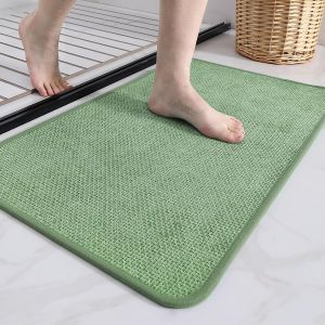 Kal-Tapis De Bain Antiderapant 40 X 60 Cm, Tapis Salle De Bain Absorbant Lavable, Tapis De Douche En Imitation Tissée, Mince Tapis De Bain Vert Pour Salle De Bain, Cuisine, Entrée - Neuf