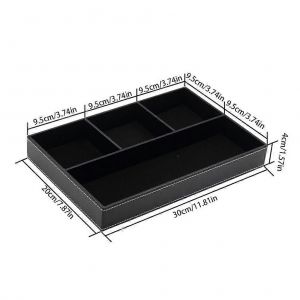 Organisateur De Plateau De Valet En Cuir Pour Portefeuilles,Pièces De Monnaie,Clés Et Bijoux - 4 Compartiments - Neuf