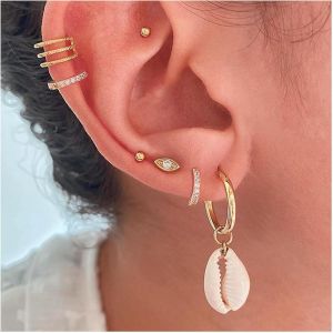 Kal-Boucles D'oreilles Coquillage Bohème Boucles D'oreilles Coquillages Boucles D'oreilles En Cristal Boucles D'oreilles Coquillages Boucles D'oreilles En Or Boucles D'oreilles Coquillages - Neuf