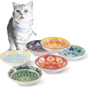 Cmws-Gamelle En Céramique Pour Chats - Lot De 6 Bols Nourriture En Porcelaine Colorée - Assiette Pour Chaton De 250 Ml - Micro-Ondes Et Lave-Vaisselle - Diamètre De 14 Cm - Neuf