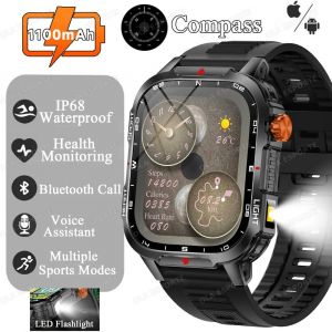 Montre Connect&eacute;e Militaire Pour Hommes,Grande Taille 1100Mah,Pour Sport De Plein Air,10Atm Et &Eacute;tanche,Gps,Moniteur D'Activit&eacute; Physique,Fr&eacute;quence Cardiaque,Appel T&eacute;l&eacute;phonique.Black. - Neuf