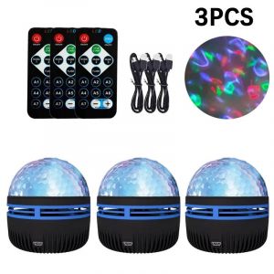 1/3 Pi&egrave;ces Led Veilleuse &Eacute;toil&eacute;e T&eacute;l&eacute;commande Rotative &Eacute;toile Lune Lampe De Projection Usb Plug-In Boule Magique Sc&egrave;ne Atmosph&egrave;re D&eacute;cor--Bleu Fonc&eacute; - Neuf