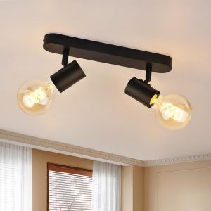 Subzonal-Plafonnier/Applique Murale, Spot Bar Design R&eacute;tro, 2 Spots Orientables & Pivotants, Luminaire Plafond Vintage Blanc, Douilles E27, 60 Watt Max,Pour Cuisine S&eacute;jour Couloir (Sans Ampoule) - Neuf