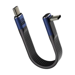 Eryi-240w Usb C Vers Usb C Connecteur Coudé 90 Degrés Pd Charge Rapide Câble Court, 40gbps Type C Câble Plat Flexible Données 48v5a/8k@60hz Pour Phone/Laptop/Tablet (Courbure Positive) - Neuf
