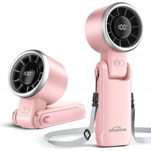 KALANKA-Ventilateur Portable Mini Ventilateur: USB Portatif De Bureau,5 Vitesse, Petit Ventilateur de Poche Ventilateur à Main Réglable avec Base pour Bureau Extérieur Poche Voyage Rose - Neuf
