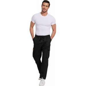 Tzf-Pantalons Cargo Homme Coton Pantalon De Travail Avec Multi Poches Taille Elastique Cordon De Serrage - Neuf