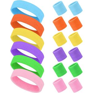 Jexnovashop-Flintronic Serre Poignets Bracelets Pour Sports, 18 Pc Bandeau De Sport, Bracelet Poignet De Sport, Bandeau Color&eacute;, Serre Poignet Sweatbands Absorbants Pour Gym/Tennis/Course/Basket-Ball - Neuf