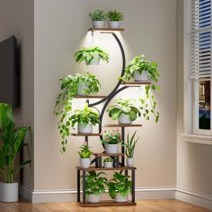 NouvelHorizonstore-Support pour plantes d'int&eacute;rieur, avec lampes de croissance, &eacute;tag&egrave;re &agrave; 8 niveaux, 157,5 cm de haut, en m&eacute;tal, en forme de S, pour la maison, la terrasse (design brevet&eacute;) - Neuf