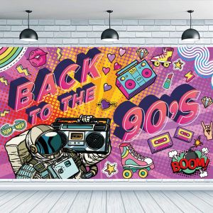 Checarzhn--No1-Bannière Retour Aux Années 90 Pour Bannière Des Années 90 Pour La Décoration De La Fête Disco Fond Photo De Fête D'anniversaire, Décoration D'affiche Murale Colorée, 180 X 110 Cm - Neuf