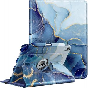 NAERYUT-Coque Pour Ipad Air 11 Pouces M3/M2 (2025/2024),Ipad Air 5/4 10.9 Pouces (2022/2020)-[Rangement De Stylet] Étui Rotatif À 360° Housse Pivotante Veille/Réveil Auto,Marbre Océan - Neuf