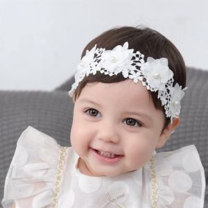 1 Bandeau Élastique En Dentelle Pour Nouveau-Né, Bébé Fille, N?Ud Papillon, Fleur Blanche - Neuf
