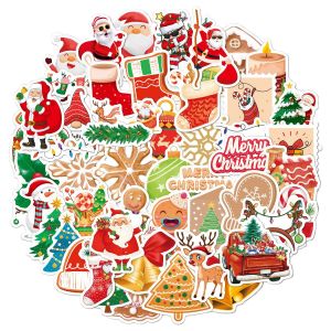 50 Pcs Décoration De Noël Autocollants - Plusieurs Éléments De Noël Imperméable À L'Eau Stickers Enfants Cadeaux Valise Ordinateur Portable De Bureau Porte-Fenêtre De La Carte - Neuf