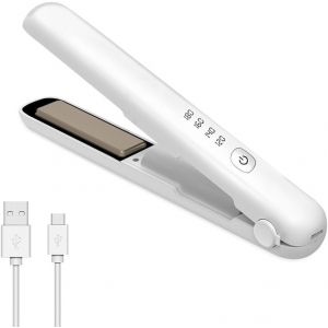 Mini Lisseur Sans Fil, Lisseur Cheveux Sans Fil, Mini Lisseur De Voyage, Lisseur Portable Avec 4 Vitesses De R&eacute;gulation De La Temp&eacute;rature, Recharge Usb Pour Pelo Court Largo Blanc - Neuf