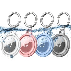 LETNERNY-Porte Clé Compatible Avec Apple Airtag Porte Clef, Lot De 4 Ipx8 Étanches Airtag Etui, Tpu Silicone Airtag Coque, Léger, Couverture Protectrice Accessoires Pour Chat Chien Collier, Pack 2 - Neuf