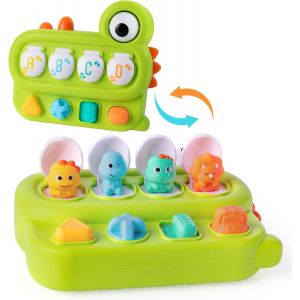 JGD-Jouet de Cause et Effet pour Tout-Petits de 1, 2, 3 Ans, Jouet Dinosaure Pop-Up, Jouet Sensoriel d'apprentissage Pr&eacute;coce pour B&eacute;b&eacute; de 6 12 18 Mois - Neuf