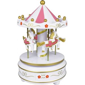 Carrousel Blanc Bo&icirc;te &Agrave; Musique Figurines Ornements Pour La D&eacute;coration De G&acirc;teau Ornements De Cheval De Troie Pour La Saint-Valentin F&ecirc;te D'anniversaire Cadeau De D&eacute;sherbage Bo&icirc;te &Agrave; Musique Classique - Neuf