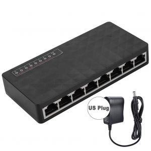 Mini commutateur reseau Ethernet Gigabit Ethernet 8 ports 10 Mbit/s/100 Mbit/s, 100-240 V (Etats-Unis) - Neuf