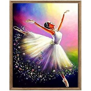 Ayuhr-5d Diamond Painting Diy Kits Danseuse, Peinture D'art Broderie Diamant Kits De Broderie Au Point De Croix Strass Rond Résine Peinture Décor À La Maison, (30x40 Cm) - Neuf