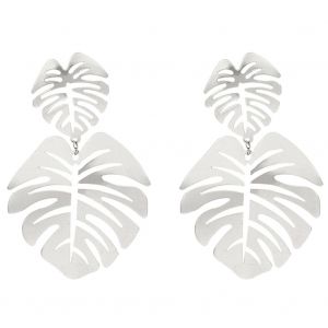 Boucles D'oreilles Creuses En Metal En Forme De Feuille, Bijoux De Fete De Mariage, Cadeau (Argent) - Neuf
