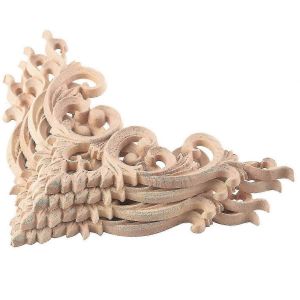 4pcs / Set Bois Sculpté Coin Onlay Applique Non Peint Cadre Armoire Armoire Décalcomanie Meubles Decorat - Neuf