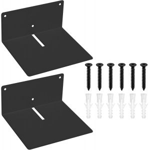 2 Pi&egrave;ces Etagere Murale, Mini &Eacute;tag&egrave;re Murale, Petite &Eacute;tag&egrave;res Flottantes Murales En M&eacute;tal, &Eacute;tag&egrave;res Flottantes Murales Pour Chambre, Cuisine, Bureau, Salle De Bains (17x15x8cm-Noir) - Neuf