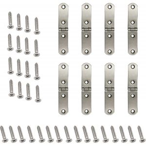 Lot de 8 petites charni&egrave;res pliables &agrave; 180 degr&eacute;s en acier inoxydable avec 32 vis pour table pliante, armoire, armoire en bois, bricolage - Neuf