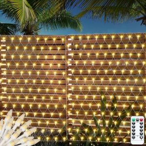 KAL-Guirlande Lumineuse D'Extérieur Avec Batterie Intérieure, 1,5 X 1,5 M, 100 Led, Arbre En Diamant, Guirlande Lumineuse Pour Extérieur, Jardin, Rideau Lumineux, Câble Blanc, Avec Télécommande Et - Neuf