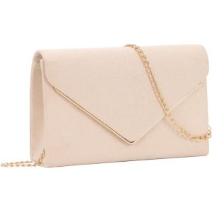RFCBC-Pochette en Velours Femmes Sac à Main de Soirée Clutch avec chaîne en Velours Sac à bandoulière élégant pour Fête Mariage(Abricot) - Neuf
