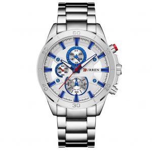 Curren Nouvelle Mode Hommes Mouvement Quartz Alliage Bande Montre-Bracelet Analogique (Bo&icirc;tier Blanc + Cadran Blanc) - Neuf
