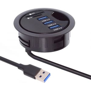 Cablecc Hub 3 ports USB 3.0 SD TF USB Splitter 60 mm Bureau ?illet Station d'accueil Lecteur de carte Micro-SD pour ordinateur de bureau (SD TF USB 3.0) - Neuf